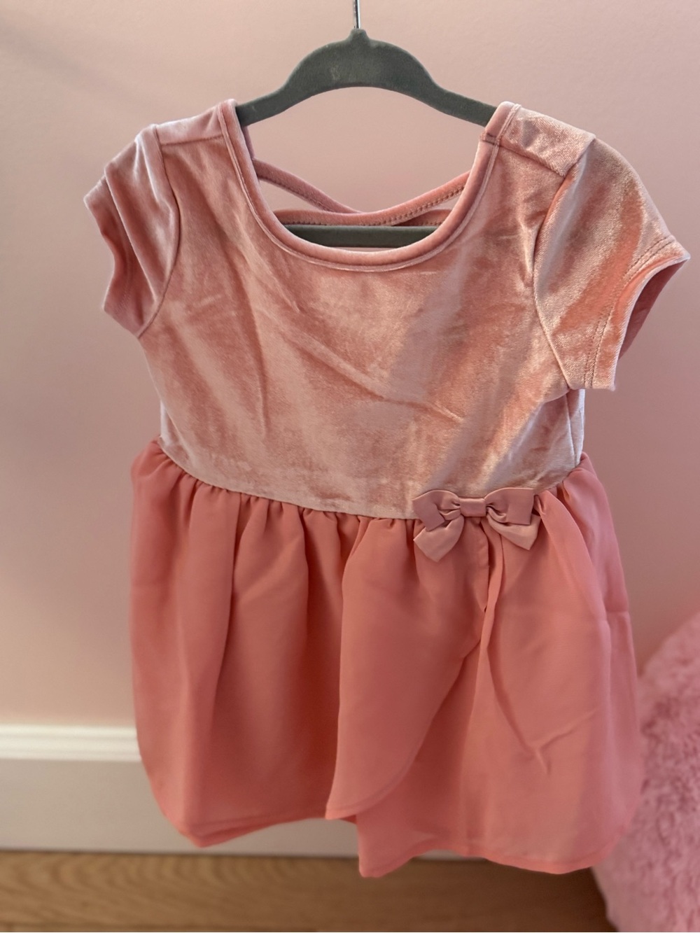 GAP Pink Velvet & Chiffon Dress with Bow
